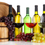 Assortment of wine in glasses and bottles