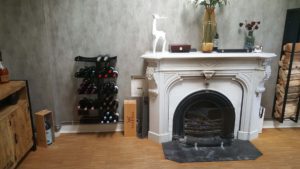 Kaminbereich in Kev's Alsterloft